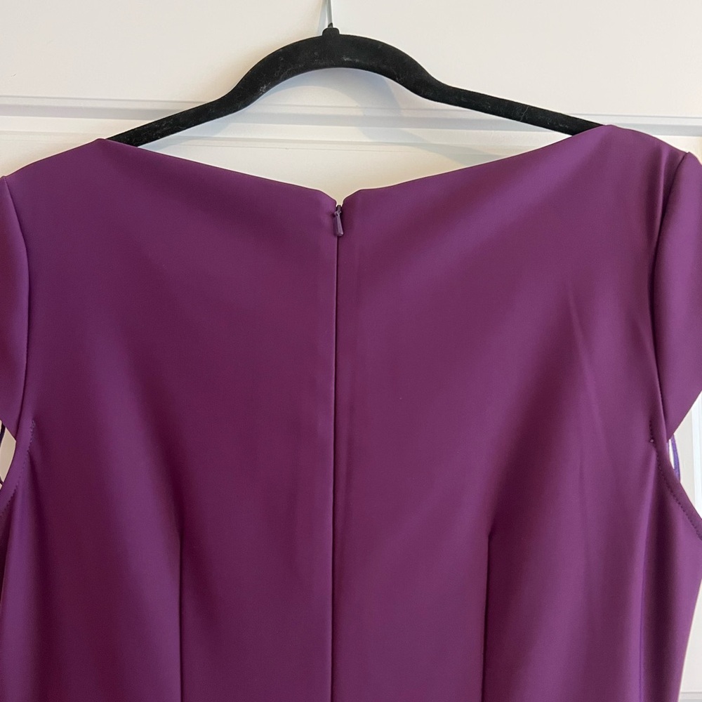 Alex Evenings Summer Plum Draped Sheath Special Occasion Long Dress Size 14 - Picture 9 of 10